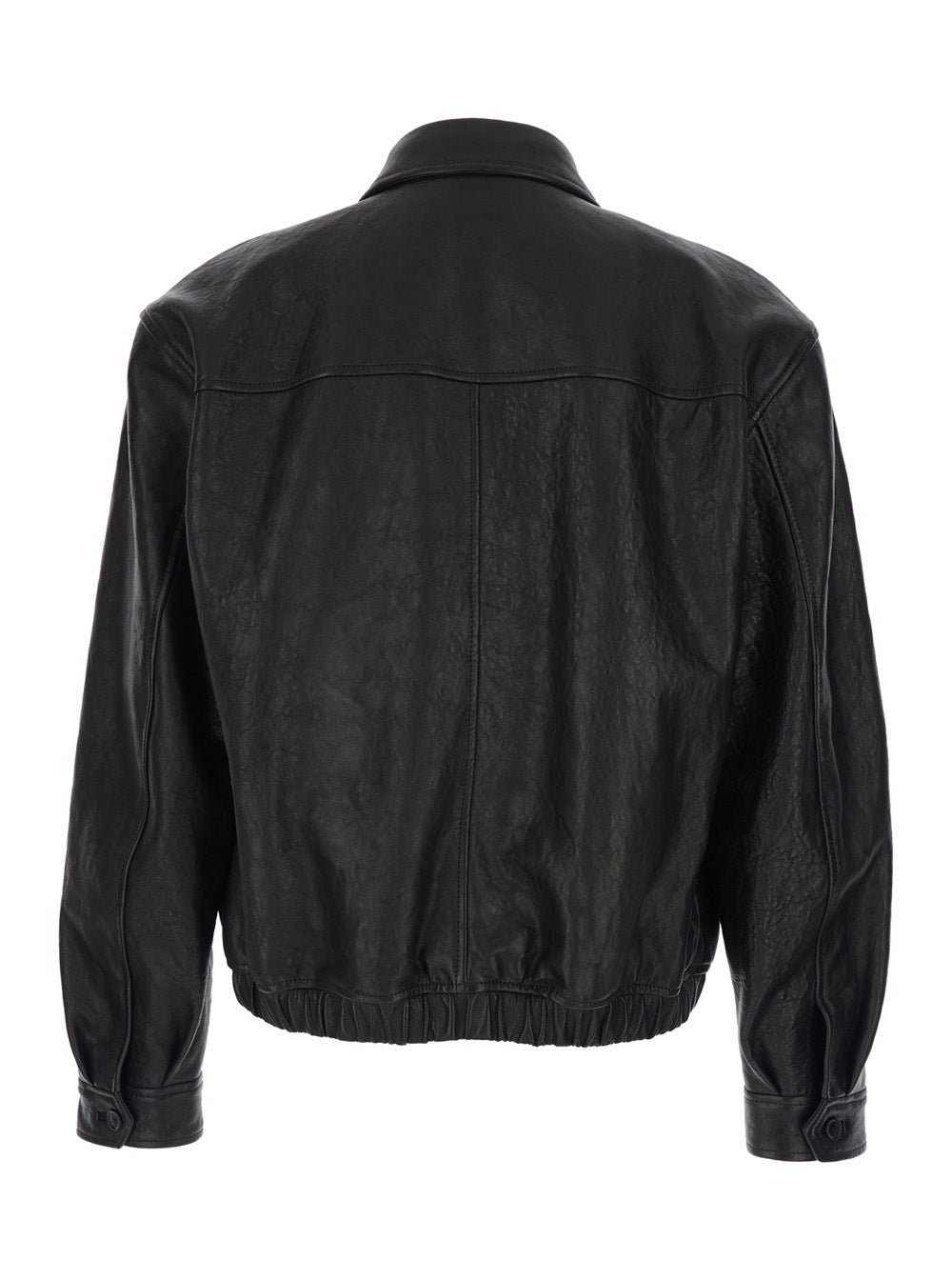 Saint Laurent Men Jacket 'Classic Collar Jacket With Two Flap Pockets On The Front' Black Leather Men SAINT LAURENT