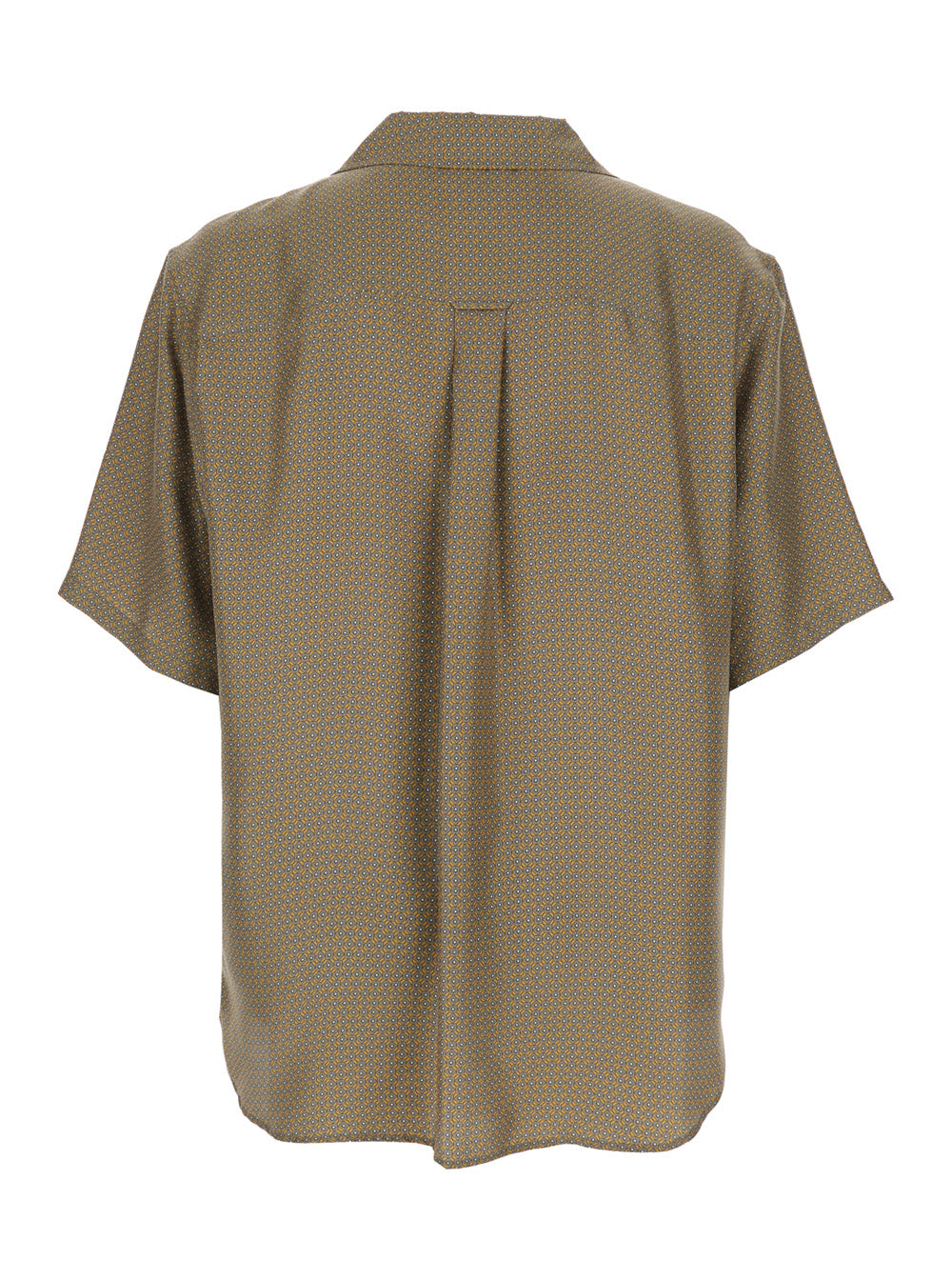 Saint Laurent Men Shirt With Cuban Collar And All-Over Geometric Motif In Beige Silk For Men SAINT LAURENT