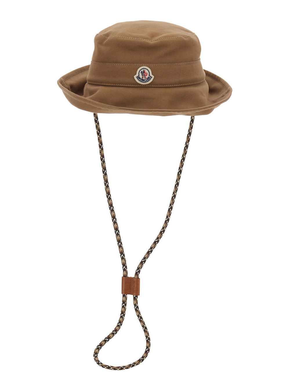 Moncler Women Brown Bucket Hat With Front Logo Patch And Drawstring In Cotton For Women MONCLER