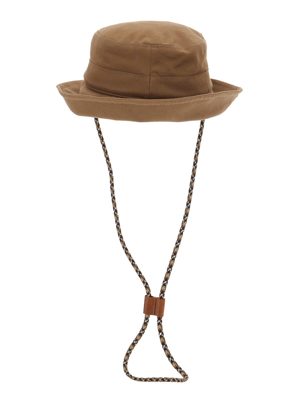 Moncler Women Brown Bucket Hat With Front Logo Patch And Drawstring In Cotton For Women MONCLER