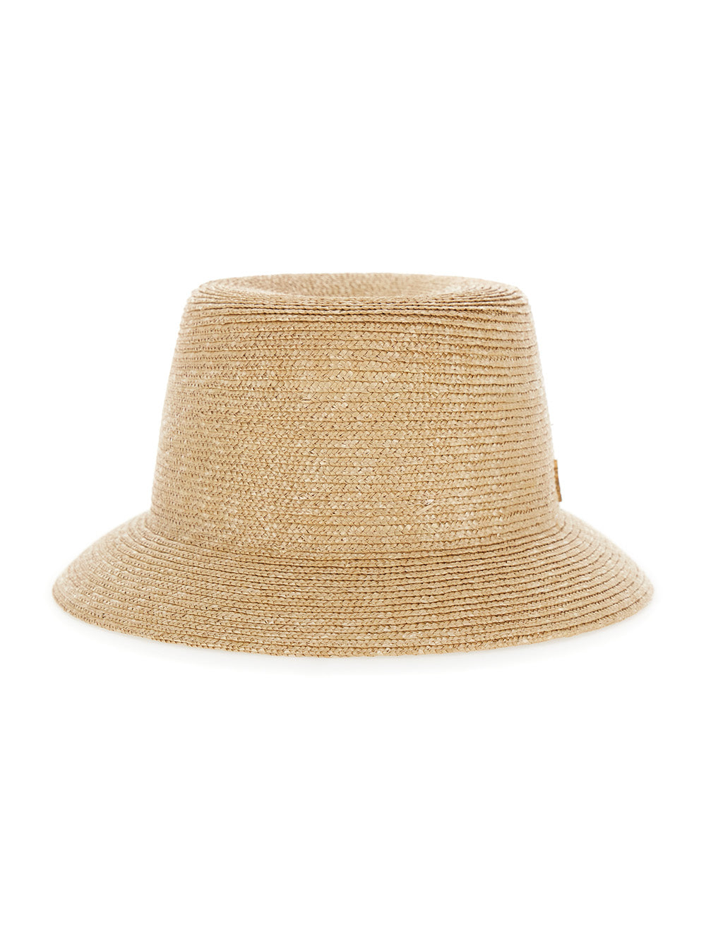 Saint Laurent Men Beige Straw Fedora Hat With Gold Cassandre Pin On The Front For Men SAINT LAURENT
