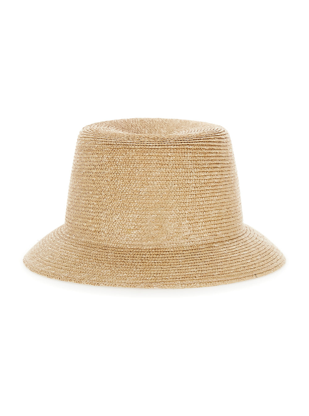 Saint Laurent Men Beige Straw Fedora Hat With Gold Cassandre Pin On The Front For Men SAINT LAURENT