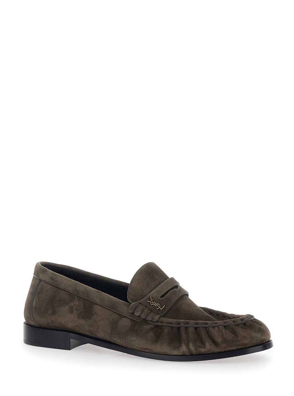 Saint Laurent Men Loafers 'Le Loafer Camoscio' Brown With Rounded Toe In Leather Men SAINT LAURENT