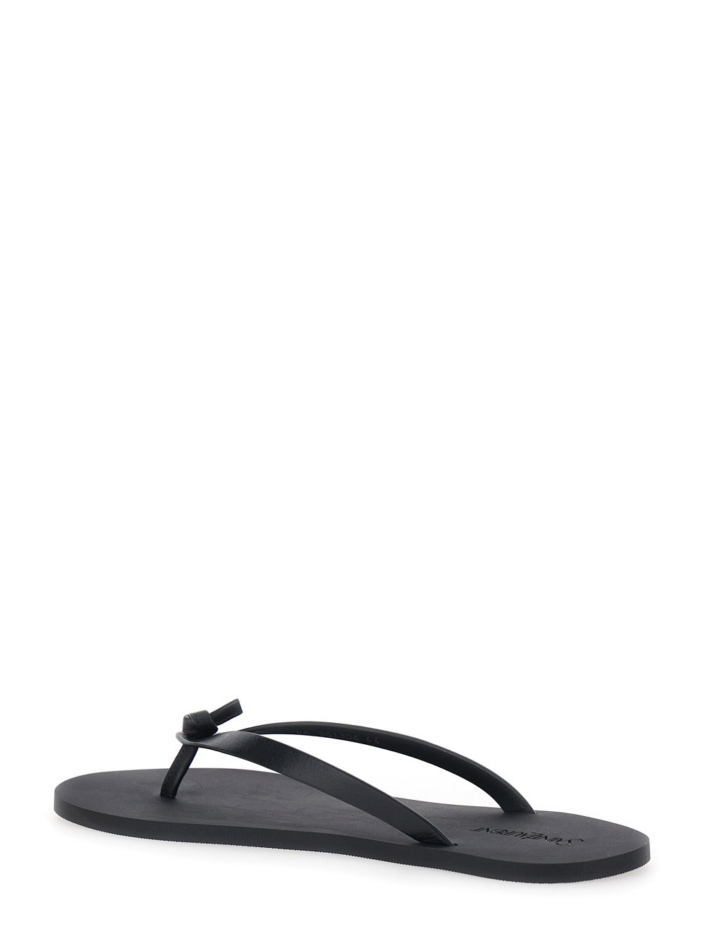 Saint Laurent Men Black Cassandra Flip-Flops With Leather Logo Detail For Men SAINT LAURENT