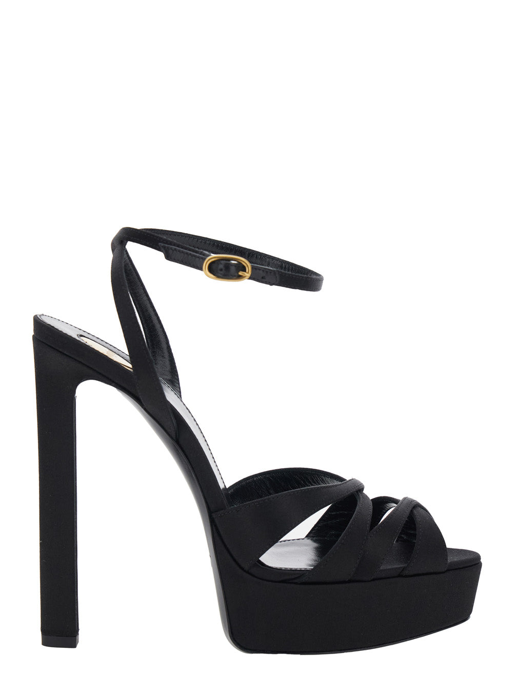 Saint Laurent Women Chandelle 110 High Heel Sandals In Black Leather For Women SAINT LAURENT