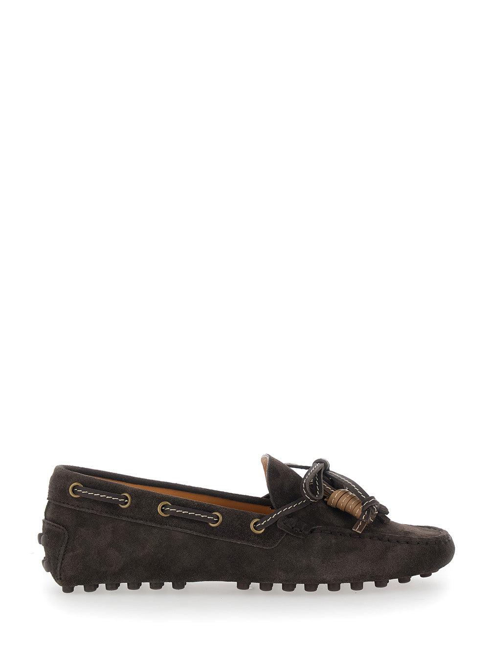 Tod's Women Loafers 'Suede Mocassin' Brown With Rounded Toe In Leather Men TOD'S