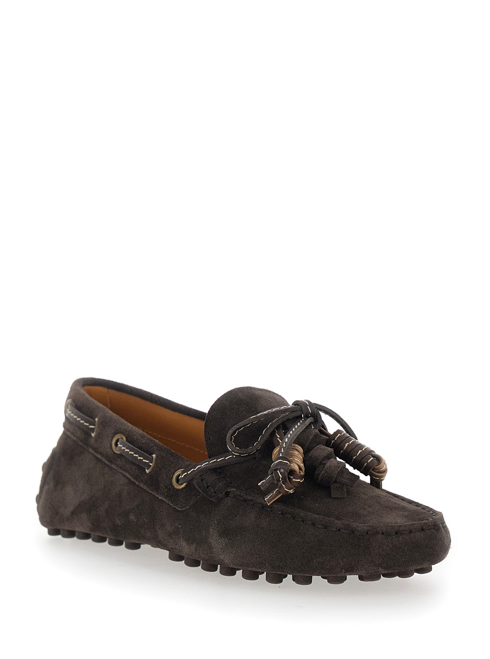Tod's Women Loafers 'Suede Mocassin' Brown With Rounded Toe In Leather Men TOD'S