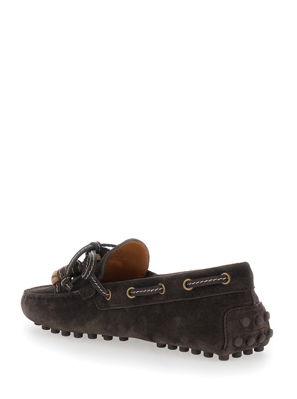 Tod's Women Loafers 'Suede Mocassin' Brown With Rounded Toe In Leather Men TOD'S