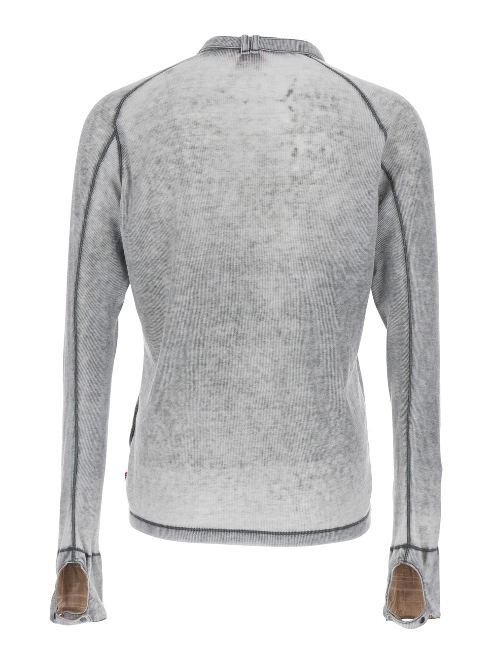 Diesel Men Crew Neck Sweater With Ribbed Design And Cut-Out Detail In Grey For Men DIESEL
