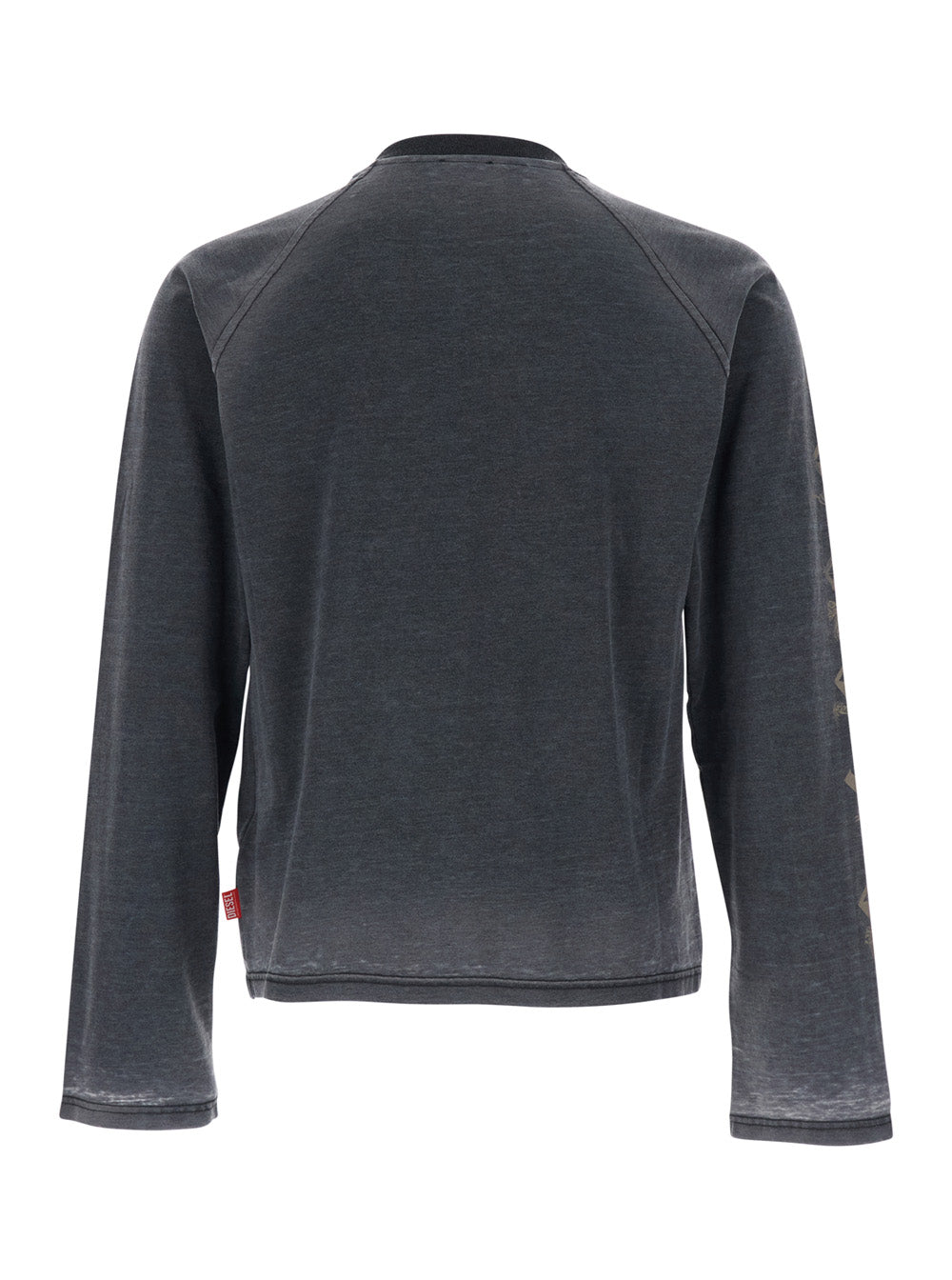 Diesel Men Grey Crew Neck T-Shirt With Long Sleeves And Front Print In Cotton Man DIESEL