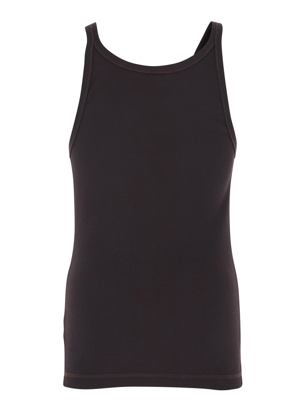 Dolce & Gabbana Men Brown Crew Neck Top With Ribbed Design In Cotton Man DOLCE & GABBANA