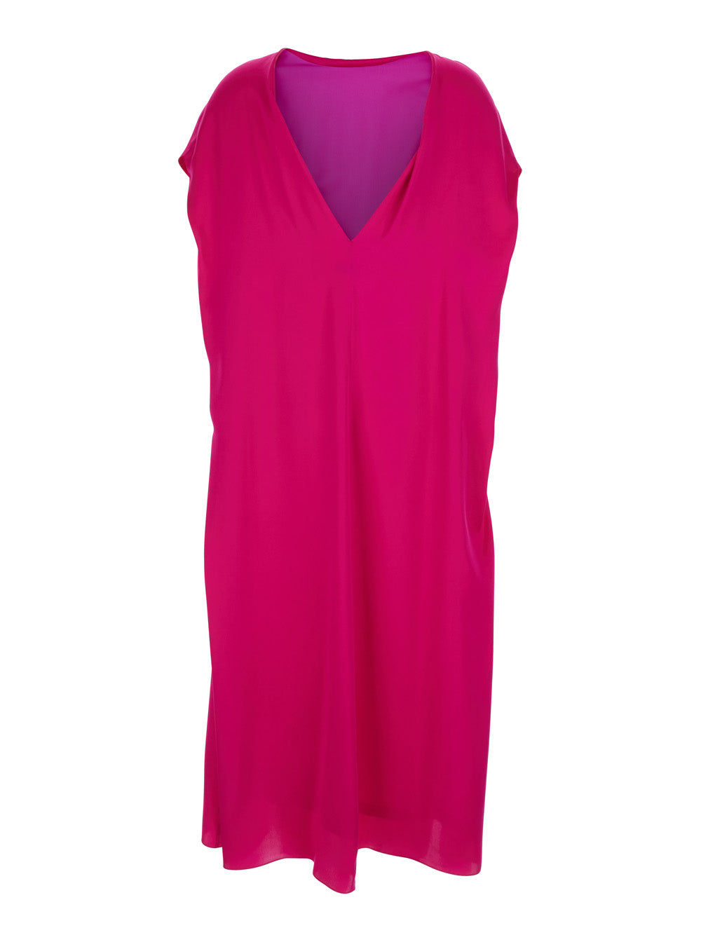 Dries Van Noten Women Pink Dress With V-Neck On The Back And Short Sleeves In Silk Woman DRIES VAN NOTEN