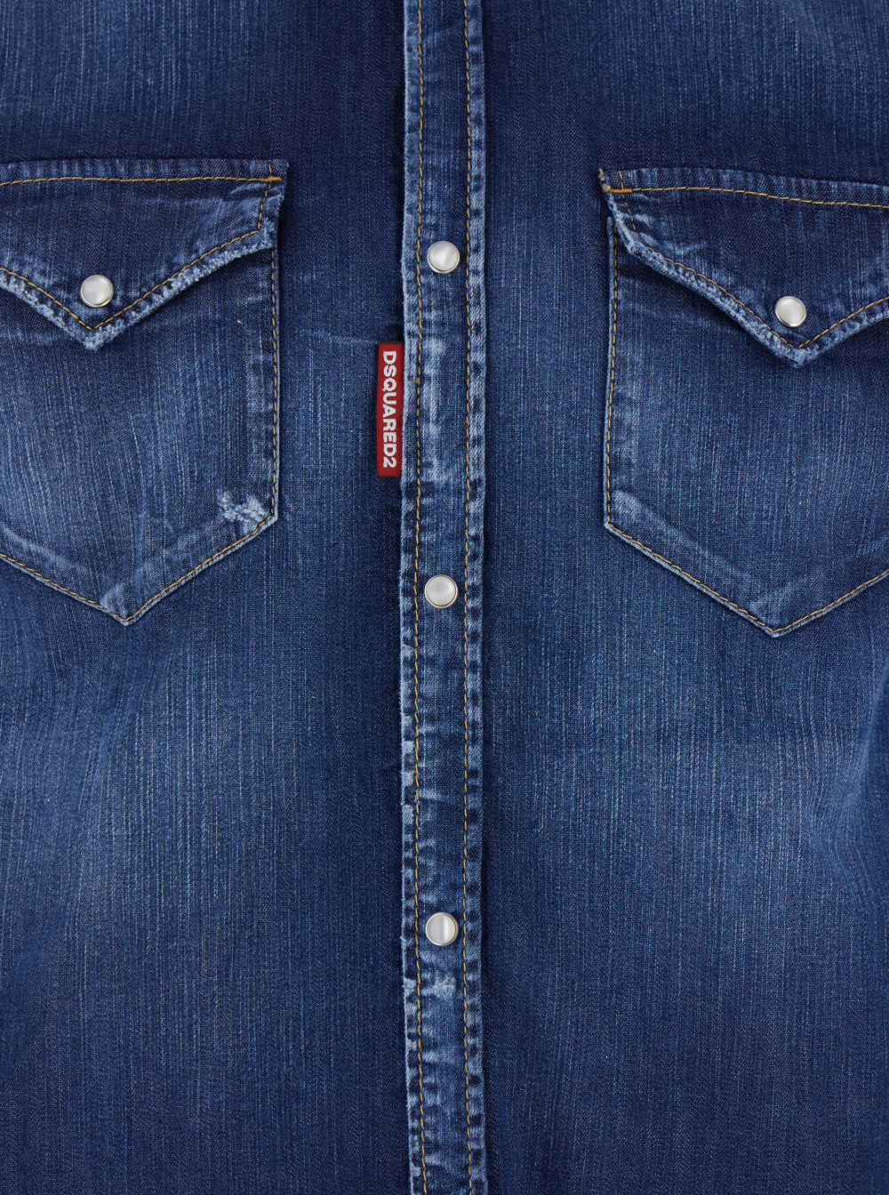 Dsquared2 Men Classic Collar Shirt With Two Front Pockets In Blue Denim For Men DSQUARED2