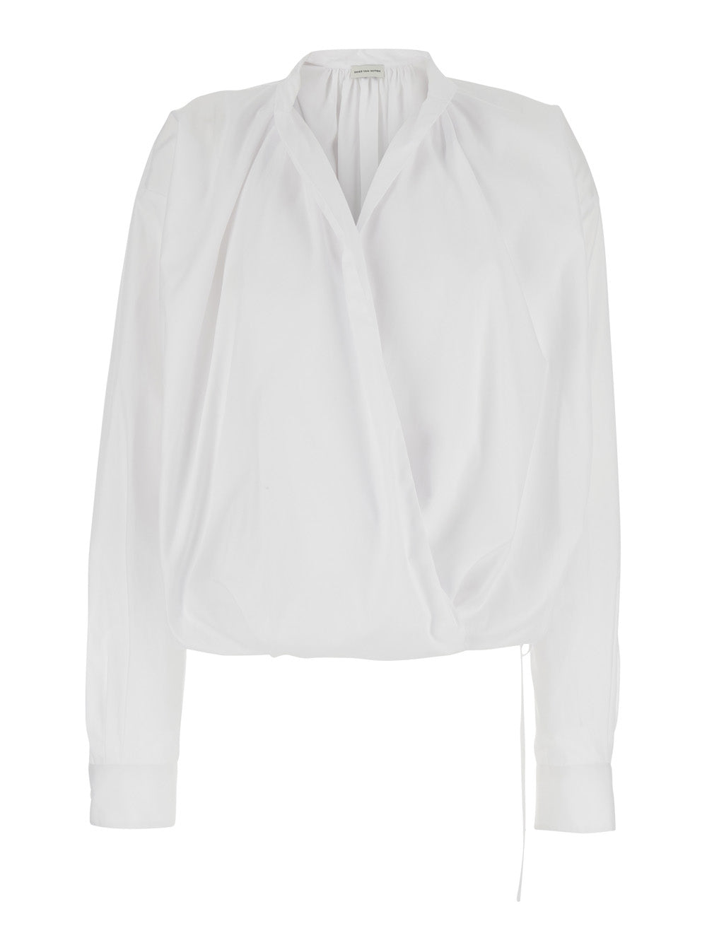 Dries Van Noten Women White V-Neck Blouse With Long Sleeves In Cotton Woman DRIES VAN NOTEN