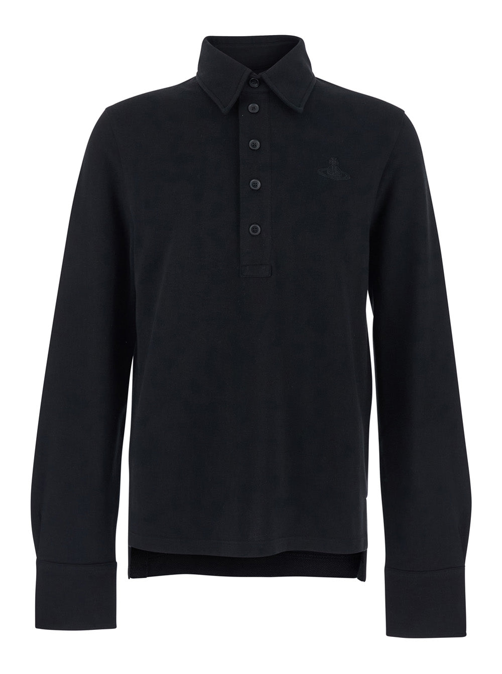 Vivienne Westwood Men Black Long-Sleeved Polo Shirt With Tone-On-Tone Logo On The Front In Cotton Man VIVIENNE WESTWOOD