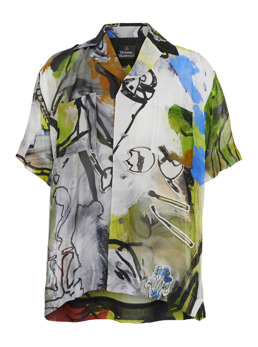 Vivienne Westwood Men Multicolor Long-Sleeved Shirt With Camp Collar And All-Over Graphic Print In Viscose Man VIVIENNE WESTWOOD