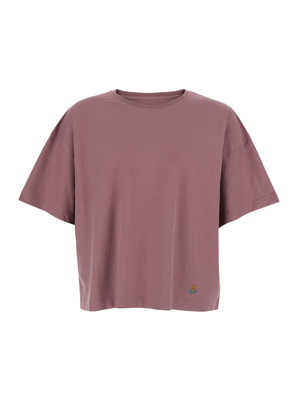 Vivienne Westwood Men Pink Crew Neck T-Shirt With Orb Logo Detail On The Front In Cotton For Men VIVIENNE WESTWOOD