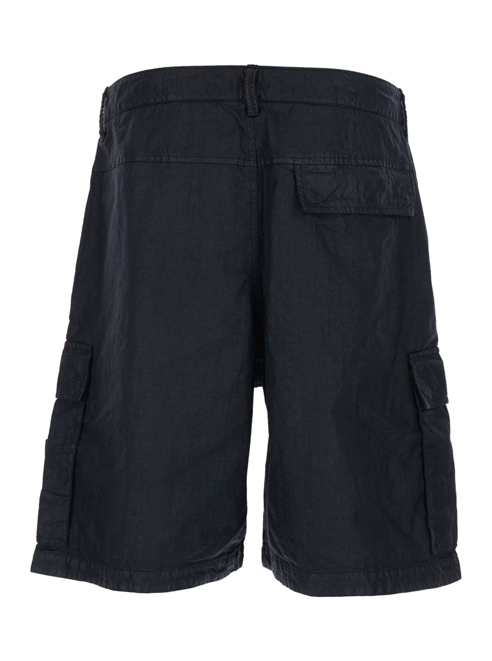 Stone Island Men Black Bermuda With Two Cargo Pockets And Logo Patch On The Pocket In Tech Fabric Men STONE ISLAND