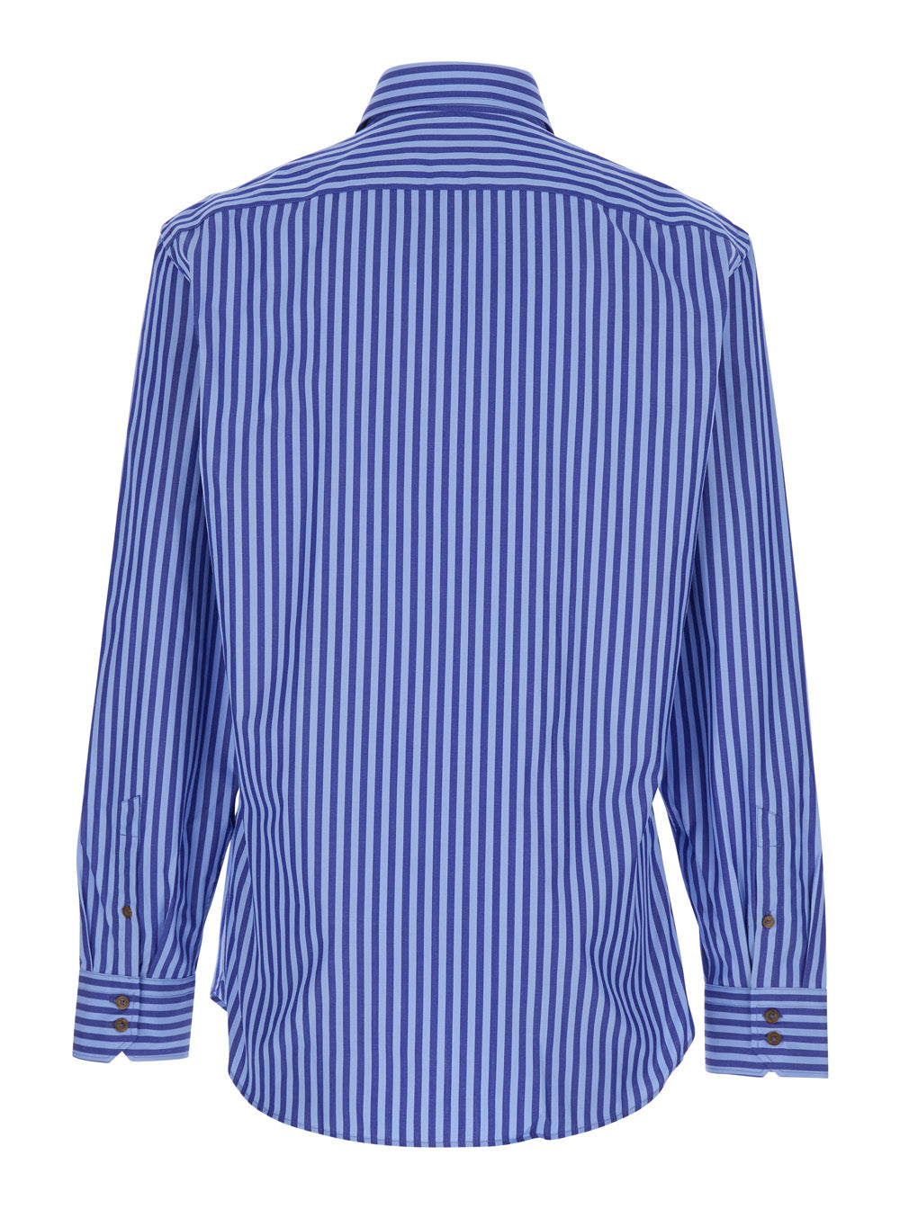 Vivienne Westwood Men Blue Long-Sleeved Shirt With Classic Collar And All-Over Striped Motif Incotton For Men VIVIENNE WESTWOOD