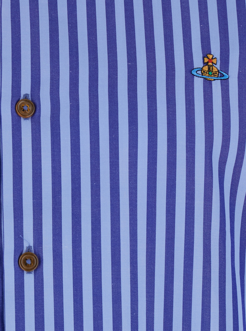 Vivienne Westwood Men Blue Long-Sleeved Shirt With Classic Collar And All-Over Striped Motif Incotton For Men VIVIENNE WESTWOOD