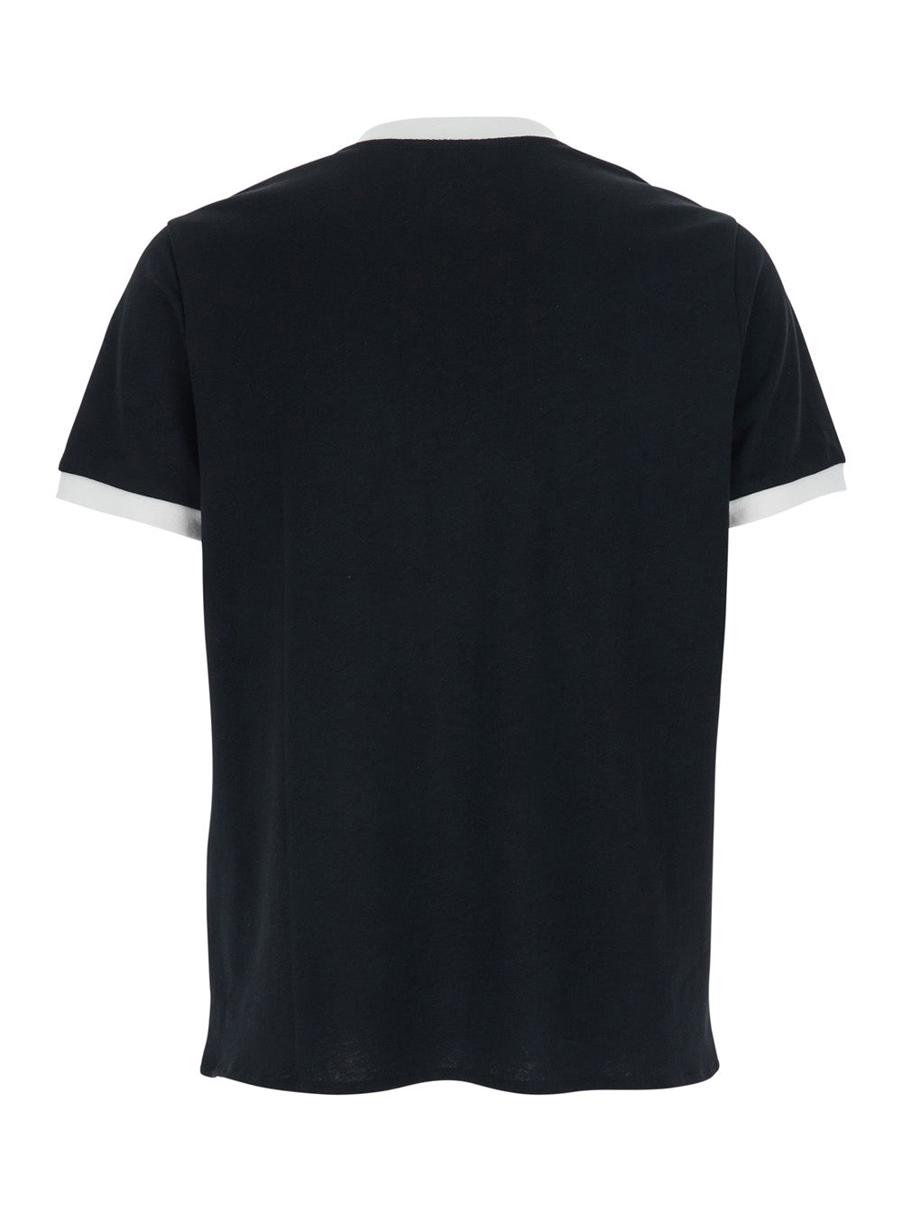 A.P.C. Men Black Crew Neck T-Shirt With Contrasting Details On The Neck And Sleeves In Cotton And Linen Blend Man A.P.C.