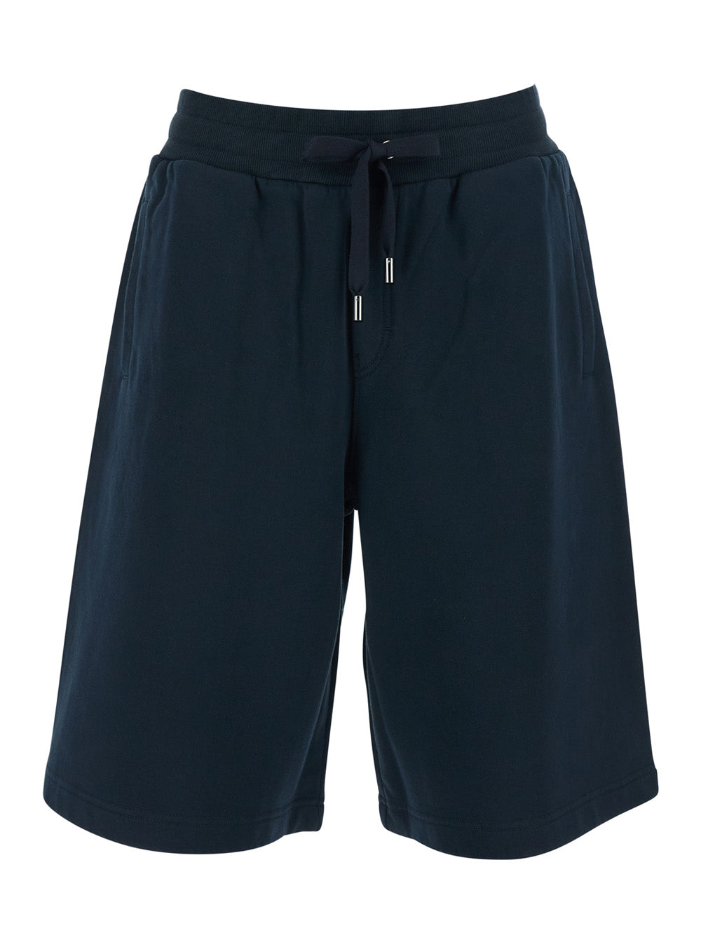Dolce & Gabbana Men Blue Bermuda Shorts With Elasticated Waist And Logo On The Back In Cotton Man DOLCE & GABBANA