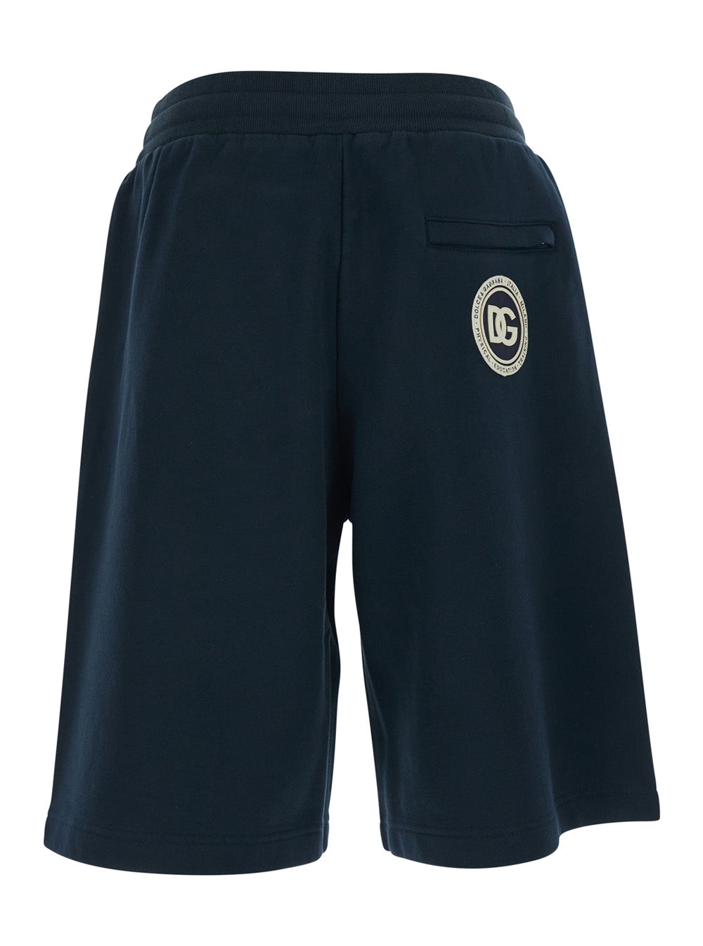 Dolce & Gabbana Men Blue Bermuda Shorts With Elasticated Waist And Logo On The Back In Cotton Man DOLCE & GABBANA