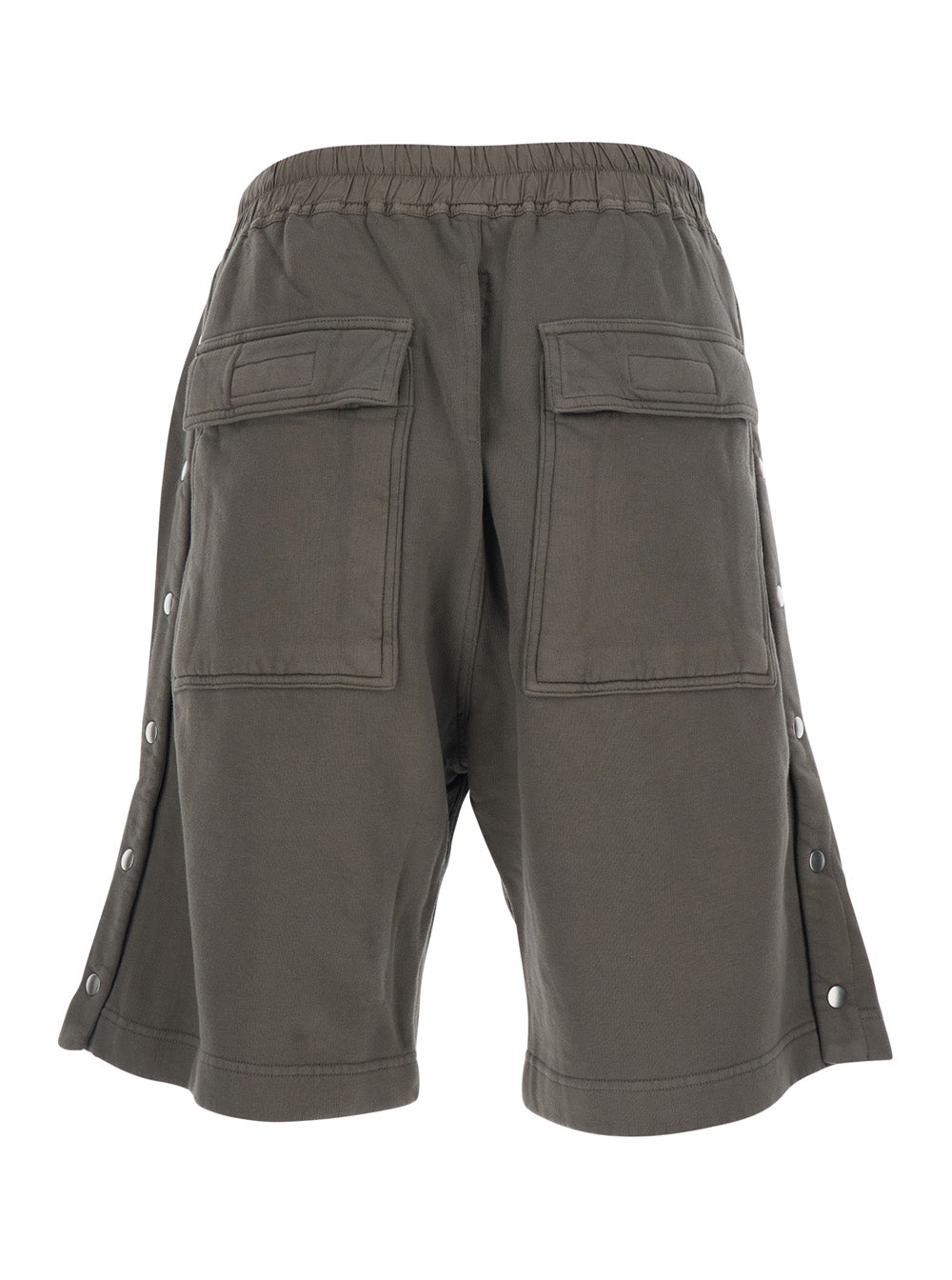 Drkshdw Men Grey Shorts With Elasticated Waist And Side Buttons In Cotton Man DRKSHDW