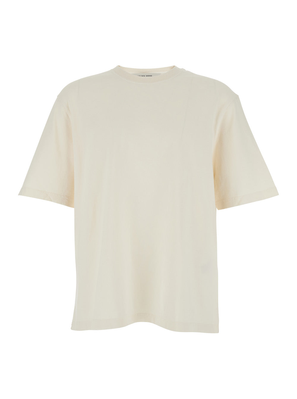 Golden Goose Men White Crew Neck T-Shirt With Maxi Logo On The Back In Cotton Man GOLDEN GOOSE