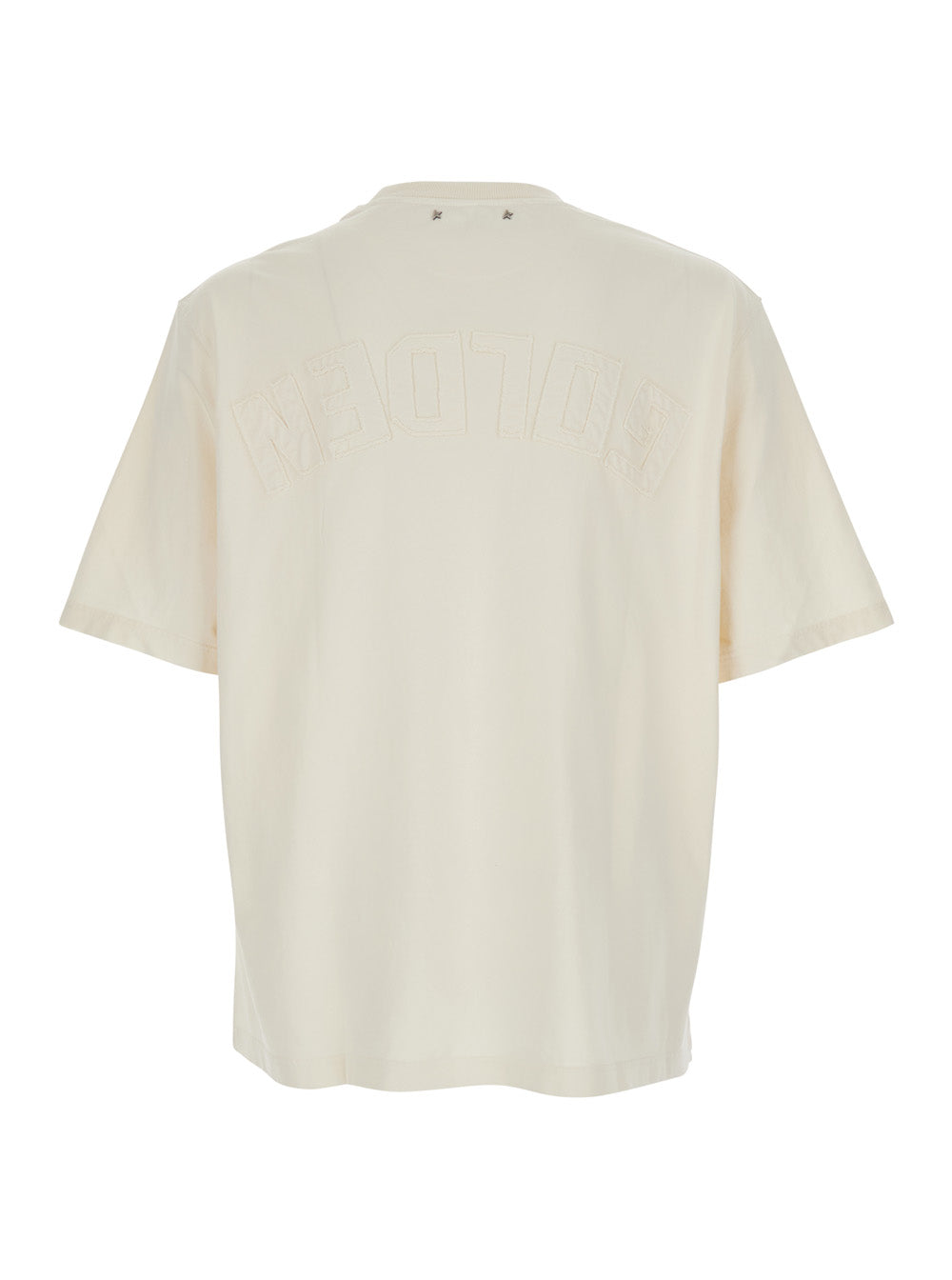 Golden Goose Men White Crew Neck T-Shirt With Maxi Logo On The Back In Cotton Man GOLDEN GOOSE
