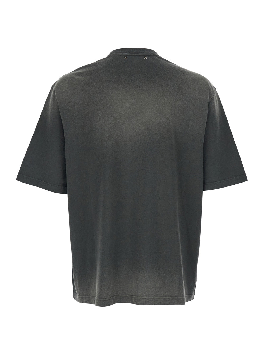 Golden Goose Men Grey Crew Neck T-Shirt With Front Print In Cotton Man GOLDEN GOOSE