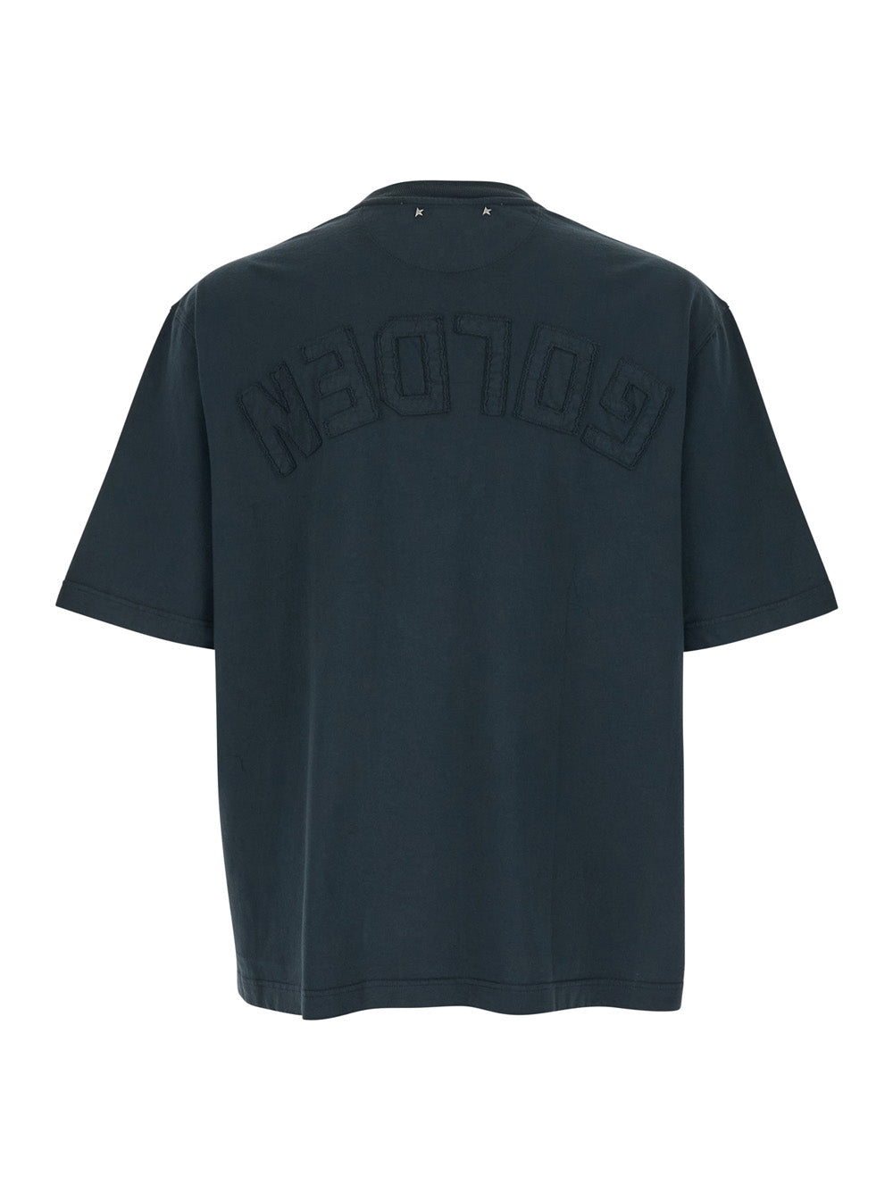Golden Goose Men Black T-Shirt With Maxi Logo On The Back In Cotton For Men GOLDEN GOOSE