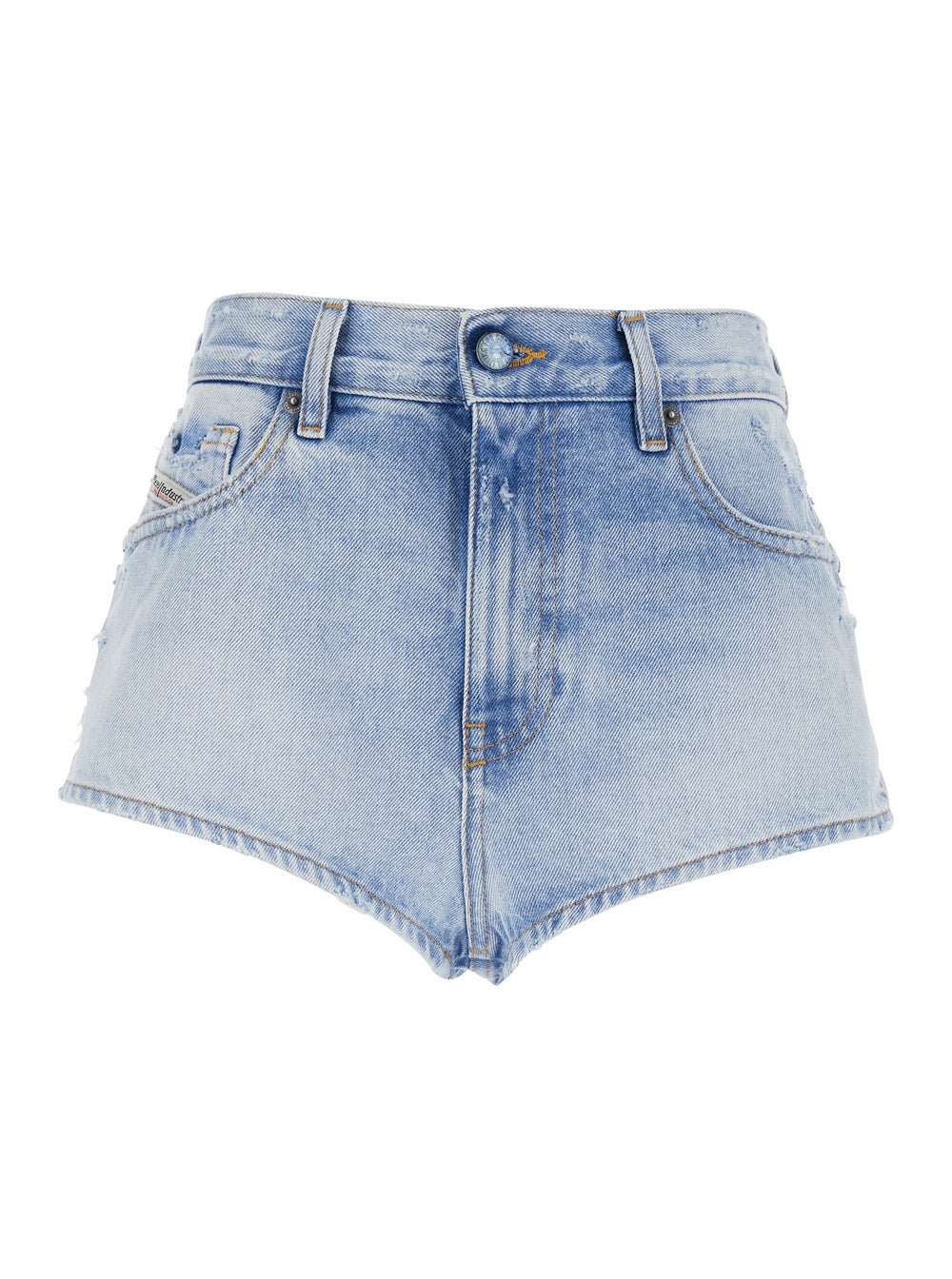 Diesel Women Light Blue Shorts With Cut-Out Detail In Denim Woman DIESEL