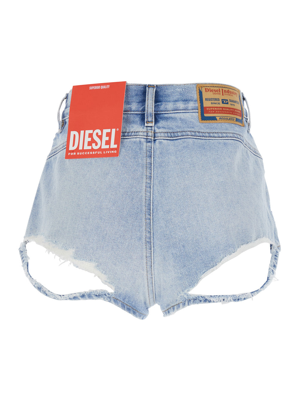 Diesel Women Light Blue Shorts With Cut-Out Detail In Denim Woman DIESEL