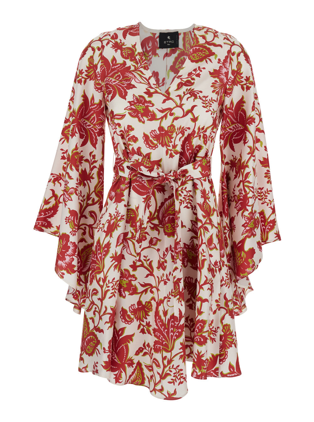 Etro Women Multicolor Dress With V-Neck And Waist Knot In Silk Women ETRO