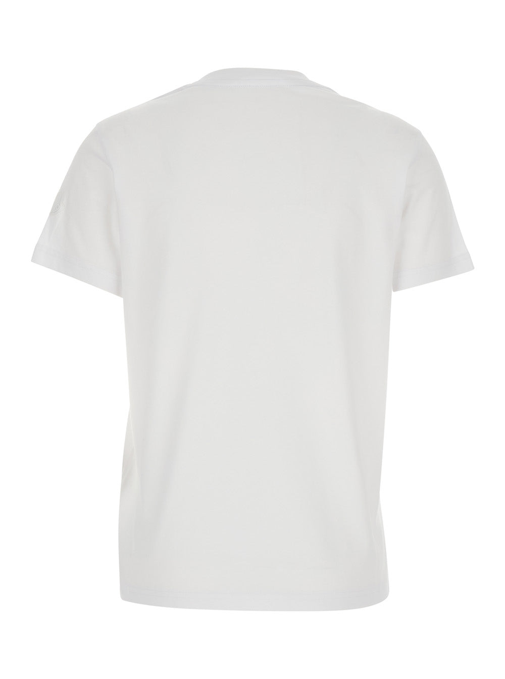 Moncler Women White Crew Neck T-Shirt With Logo Print On The Front In Cotton For Women MONCLER