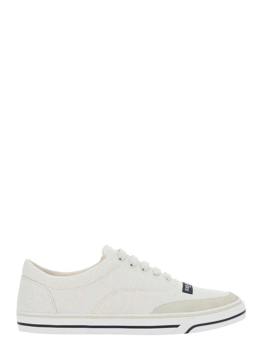 Dolce & Gabbana Men Beige Low Top Sneakers With Logo Patch On The Front In Canvas For Men DOLCE & GABBANA
