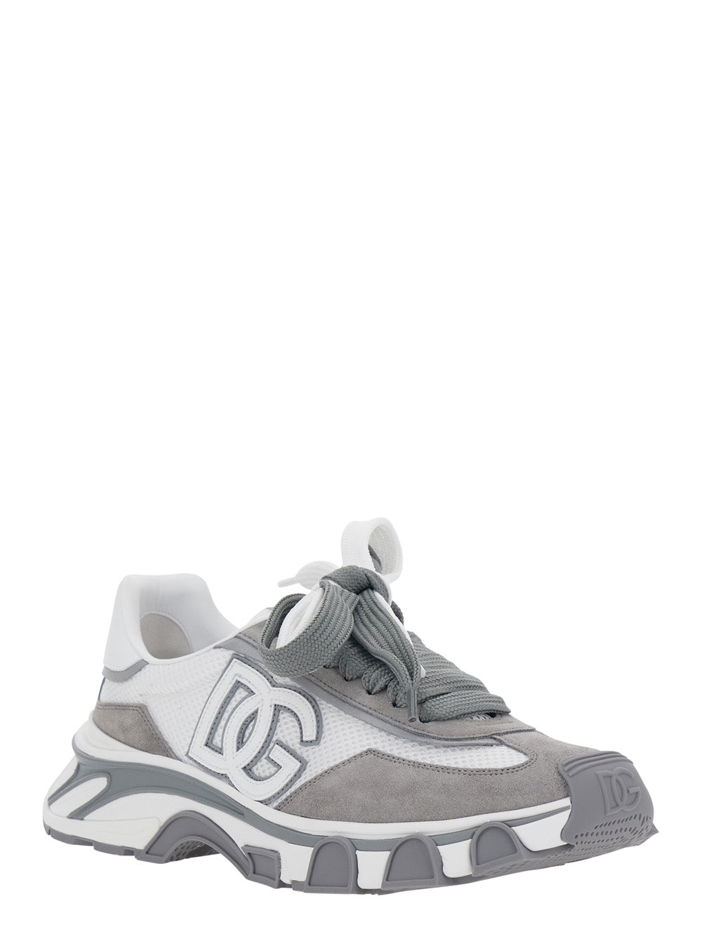 Dolce & Gabbana Men 'Coutryroad' Gray Low Top Sneakers Patch Logo On The Tongue And Maxi Logo On The Side In Leather For Men DOLCE & GABBANA