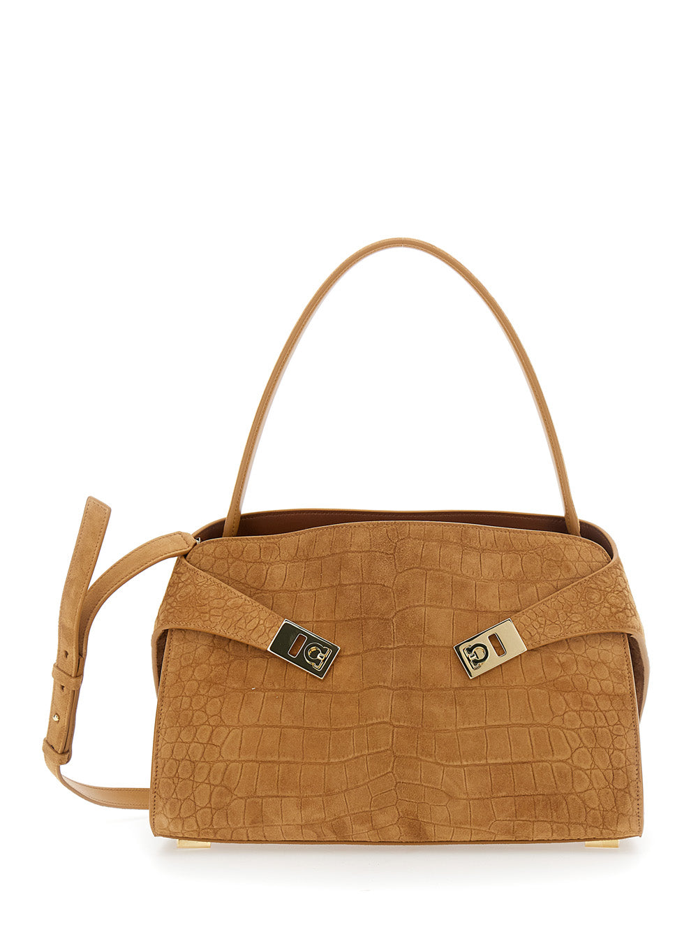 Ferragamo Women Hug Croco Print Suede FERRAGAMO