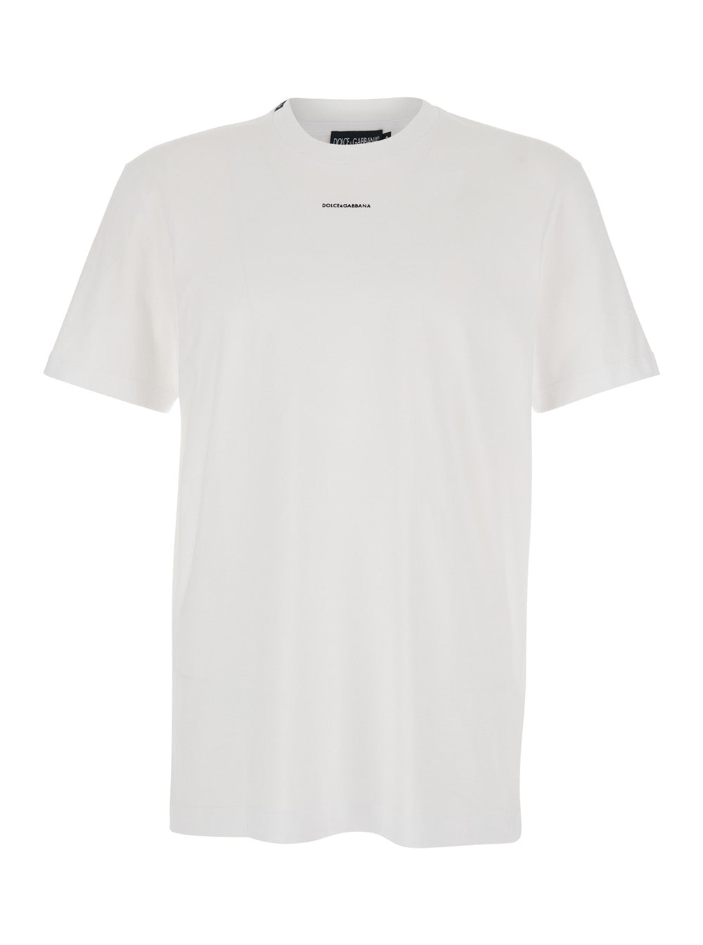 Dolce & Gabbana Men White T-Shirt With Logo On The Front In Cotton For Men DOLCE & GABBANA