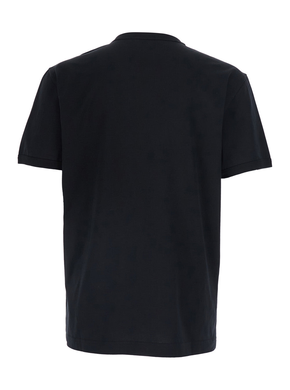 Dolce & Gabbana Men Black Crew Neck T-Shirt With Logo On The Front In Cotton For Men DOLCE & GABBANA