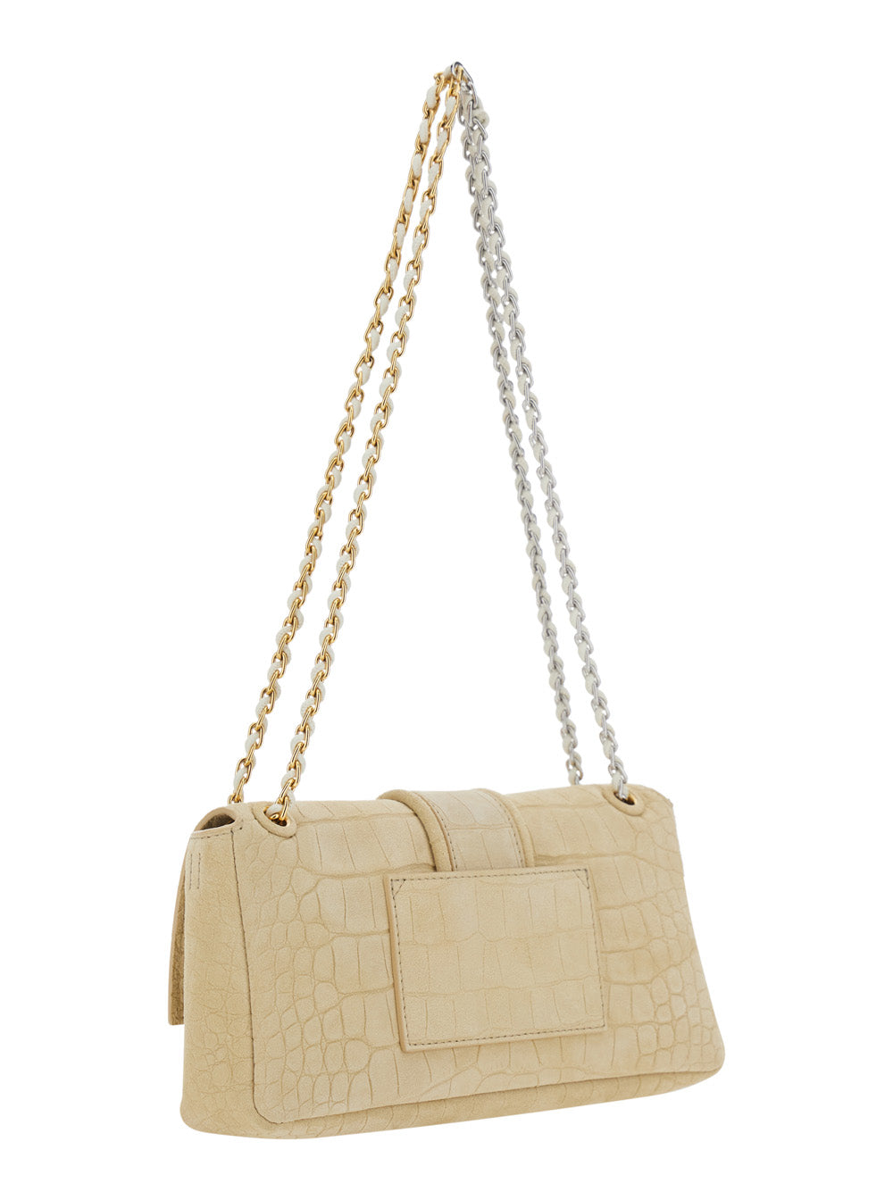 Jacquemus Women 'Le Chaine Bambino' Beige Shoulder Bag With Embossed Crocodile Effect And Logo Lettering On The Front In Leather Woman JACQUEMUS