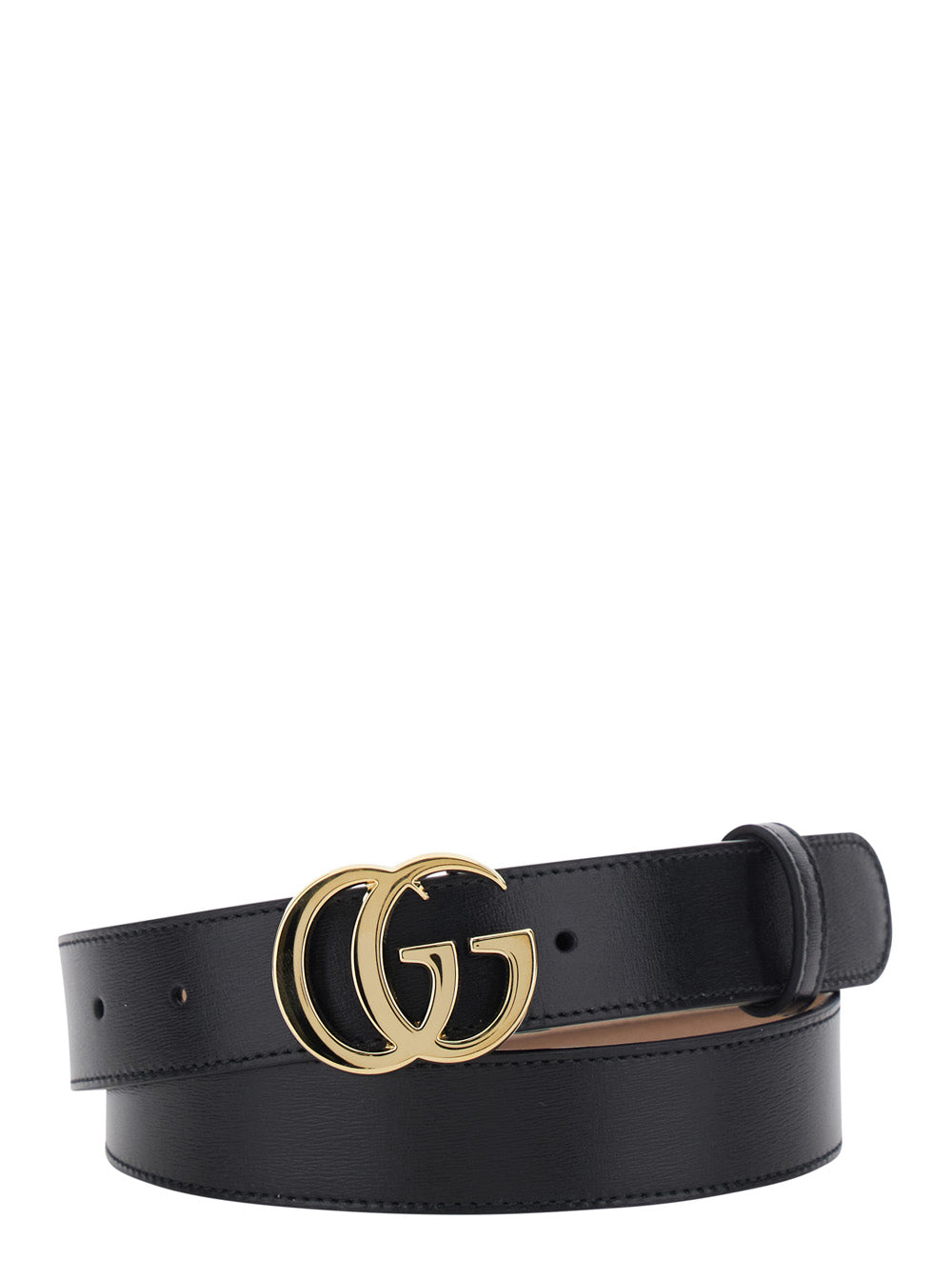 Gucci Men 'Gg Running' Black Belt With Gg Plate Closure In Leather For Men GUCCI