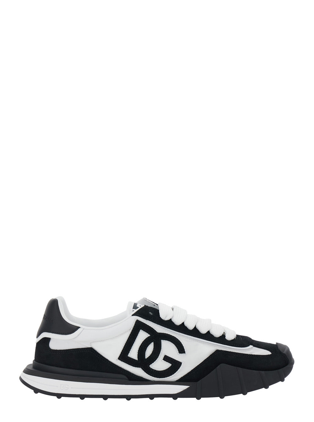 Dolce & Gabbana Men Dg Athletic' Black And White Low Top Sneakers With Logo Patch On The Side And Logo Patch On The Tongue In Leather For Men DOLCE & GABBANA