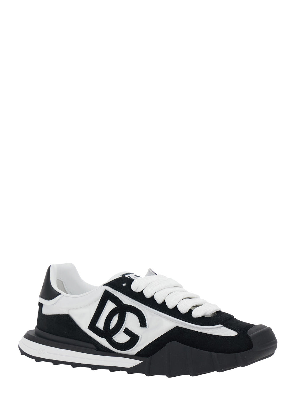Dolce & Gabbana Men Dg Athletic' Black And White Low Top Sneakers With Logo Patch On The Side And Logo Patch On The Tongue In Leather For Men DOLCE & GABBANA