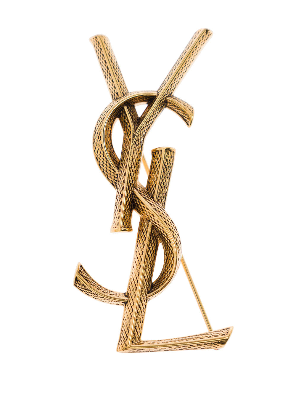 Saint Laurent Women Broche Ysl Texture Serpent Bra/Vieil Or Laiton SAINT LAURENT