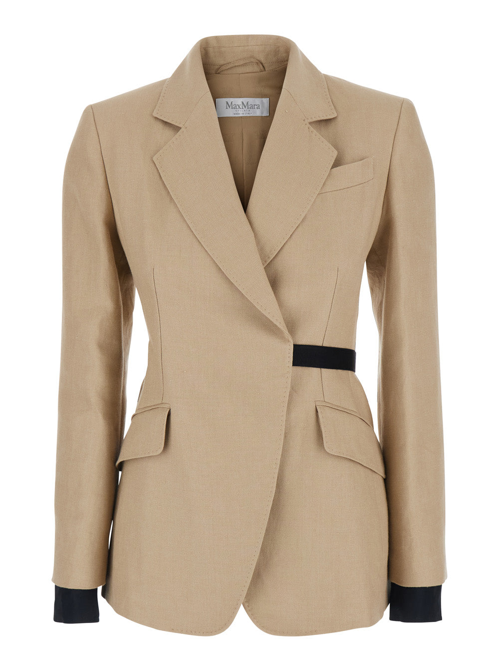 Max Mara Women Mxsfionda Beige Linen Jacket With Front Closure For Women MAX MARA