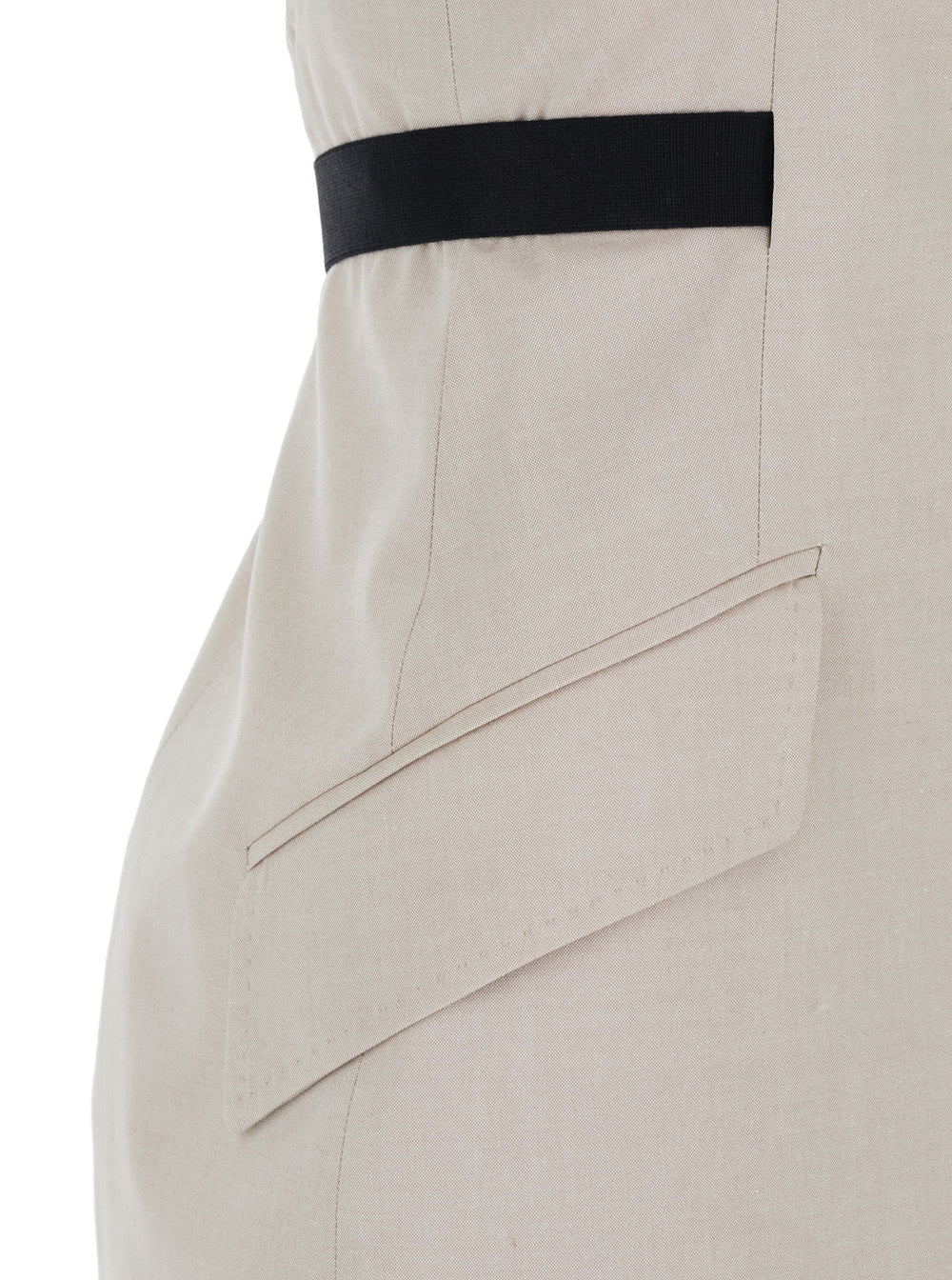 Max Mara Women Beige Dress With Notched Revers And Open Back In Blend Cotton And Virgin Wool Woman MAX MARA