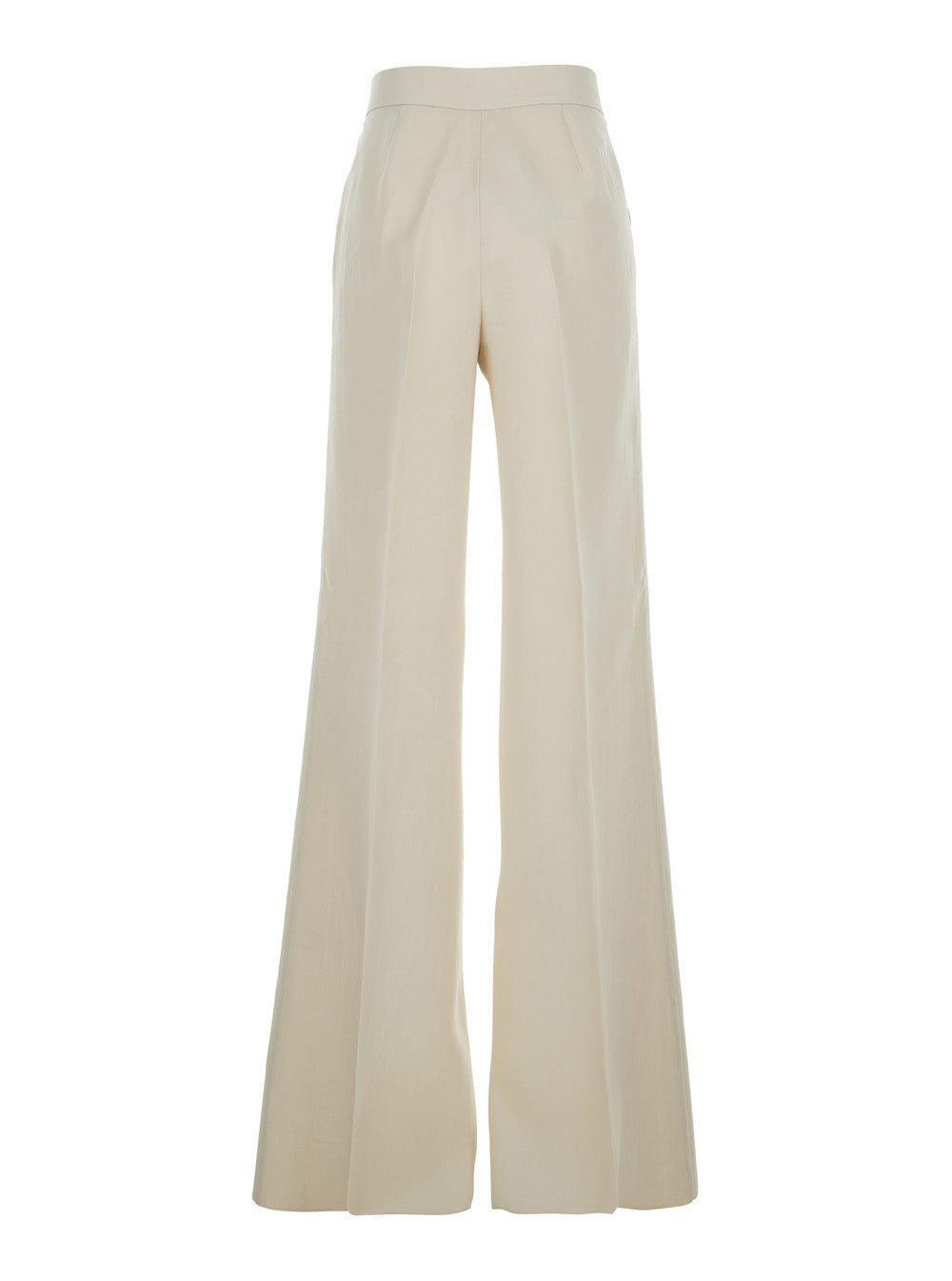 Max Mara Women Beige High-Waisted Linen Pants For Women MAX MARA