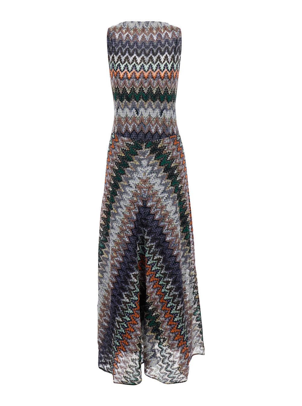 Missoni Women Multicolor Long Dress With V-Neck And All-Over Zig Zag Motif In Viscose Women MISSONI